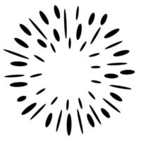 Starburst, sunburst  hand drawn. Design Element Fireworks Black Rays. Comic explosion effect. Radiating, radial lines. vector