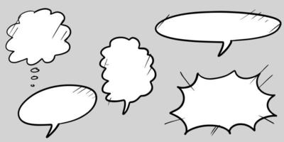 Hand drawn set of speech bubbles isolated . Doodle set element. Vector illustration.