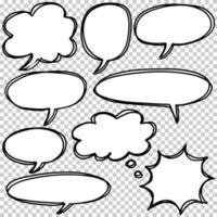 Hand drawn set of speech bubbles isolated . Doodle set element. Vector illustration.