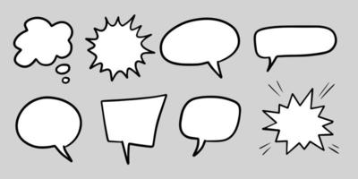 Hand drawn set of speech bubbles isolated . Doodle set element. Vector illustration.