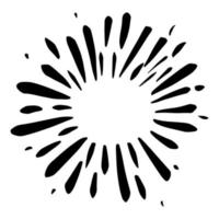 Starburst, sunburst  hand drawn. Design Element Fireworks Black Rays. Comic explosion effect. Radiating, radial lines. vector