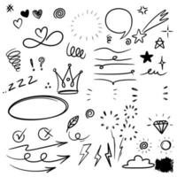 Hand drawn set doodle elements for concept design isolated on white background. vector illustration.