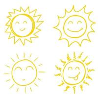 set of doodle sun. Design elements. vector illustration.