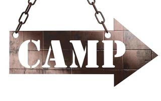 camp word on metal pointer photo