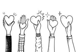 Hand Drawn sketch style of applause, thumbs up gesture. Human hands clapping ovation. on doodle style, vector illustration.