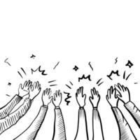 Hand Drawn sketch style of applause, thumbs up gesture. Human hands clapping ovation. on doodle style, vector illustration.