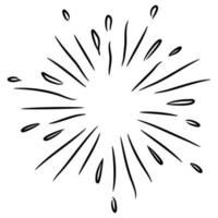 Starburst, sunburst  hand drawn. Design Element Fireworks Black Rays. Comic explosion effect. Radiating, radial lines. vector