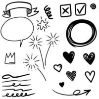 Hand drawn set doodle elements for concept design isolated on white background. vector illustration.