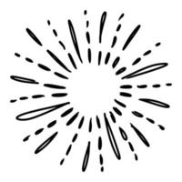 Starburst, sunburst  hand drawn. Design Element Fireworks Black Rays. Comic explosion effect. Radiating, radial lines. vector