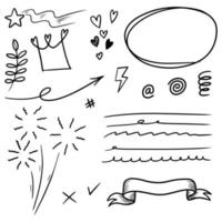 Hand drawn set doodle elements for concept design isolated on white background. vector illustration.