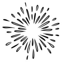 Starburst, sunburst  hand drawn. Design Element Fireworks Black Rays. Comic explosion effect. Radiating, radial lines. vector