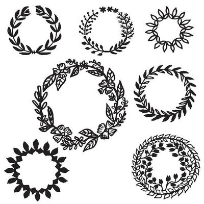 Set hand drawn Leaves Wreath . Decorative elements for design.