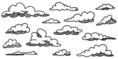 Doodle set of Hand Drawn Clouds isolated for concept design . vector illustration.