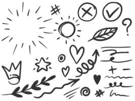 Hand drawn set doodle elements for concept design isolated on white background. vector illustration.