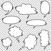 Hand drawn set of speech bubbles isolated . Doodle set element. Vector illustration.