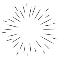 Starburst, sunburst  hand drawn. Design Element Fireworks Black Rays. Comic explosion effect. Radiating, radial lines. vector