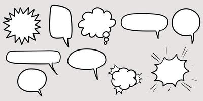 Hand drawn set of speech bubbles isolated . Doodle set element. Vector illustration.