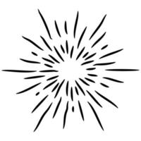 Starburst, sunburst  hand drawn. Design Element Fireworks Black Rays. Comic explosion effect. Radiating, radial lines. vector