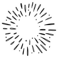 Starburst, sunburst  hand drawn. Design Element Fireworks Black Rays. Comic explosion effect. Radiating, radial lines. vector