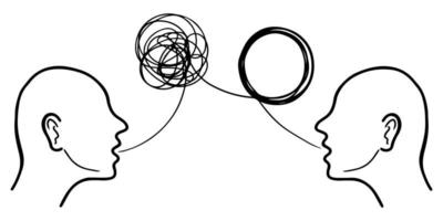 Concepto de psicoterapia de silueta de cabeza de dos humanos dibujados a mano. elemento de diseño ilustración vectorial vector