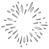 Starburst, sunburst  hand drawn. Design Element Fireworks Black Rays. Comic explosion effect. Radiating, radial lines. vector