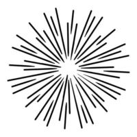 Starburst, sunburst  hand drawn. Design Element Fireworks Black Rays. Comic explosion effect. Radiating, radial lines. vector