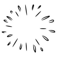 Starburst, sunburst  hand drawn. Design Element Fireworks Black Rays. Comic explosion effect. Radiating, radial lines. vector