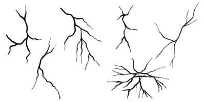 Set of hand drawn cracks Isolated on white background. vector illustration