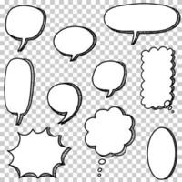 Hand drawn set of speech bubbles isolated . Doodle set element. Vector illustration.