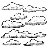 conjunto de garabatos de nubes dibujadas a mano aisladas para el diseño conceptual. ilustración vectorial vector