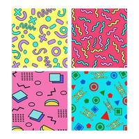 four set memphis design collection bundle  suitable for social media background vector