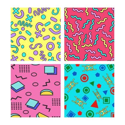 four set memphis design collection bundle  suitable for social media background