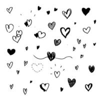 conjunto de ilustraciones de bocetos de símbolos de corazón de fideos vectoriales dibujados a mano. símbolo de amor doodle icono .elemento de diseño aislado sobre fondo blanco vector