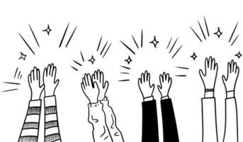 Hand Drawn sketch style of applause, thumbs up gesture. Human hands clapping ovation. on doodle style, vector illustration.