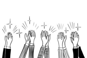 Hand Drawn sketch style of applause, thumbs up gesture. Human hands clapping ovation. on doodle style, vector illustration.