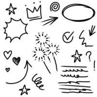 Hand drawn set doodle elements for concept design isolated on white background. vector illustration.