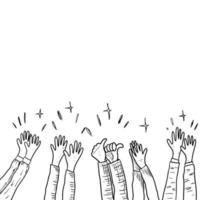 Hand Drawn sketch style of applause, thumbs up gesture. Human hands clapping ovation. on doodle style, vector illustration.