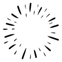 Starburst, sunburst  hand drawn. Design Element Fireworks Black Rays. Comic explosion effect. Radiating, radial lines. vector