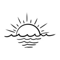 hand drawn sunset in doodle style. Design elements. vector illustration.