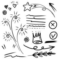 Hand drawn set doodle elements for concept design isolated on white background. vector illustration.