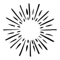 Starburst, sunburst  hand drawn. Design Element Fireworks Black Rays. Comic explosion effect. Radiating, radial lines. vector