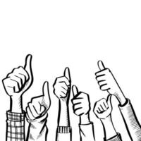 Hand Drawn sketch style of applause, thumbs up gesture. Human hands clapping ovation. on doodle style, vector illustration.