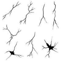 conjunto de grietas dibujadas a mano aisladas sobre fondo blanco. ilustración vectorial vector