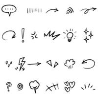 Hand drawn set doodle elements for concept design isolated on white background. vector illustration.