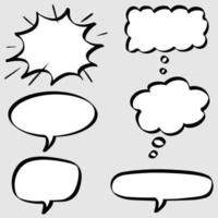 Hand drawn set of speech bubbles isolated . Doodle set element. Vector illustration.