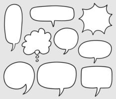 Hand drawn set of speech bubbles isolated . Doodle set element. Vector illustration.