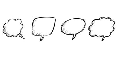 Hand drawn set of speech bubbles isolated . Doodle set element. Vector illustration.