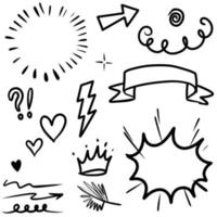 Hand drawn set doodle elements for concept design isolated on white background. vector illustration.