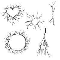 Set of hand drawn cracks Isolated on white background. vector illustration