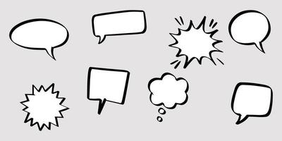 Hand drawn set of speech bubbles isolated . Doodle set element. Vector illustration.